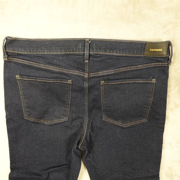 Express Jeans ’70s Flare Mid Rise Dark Wash Jean Women’s Size 16R - Picture 10 of 13